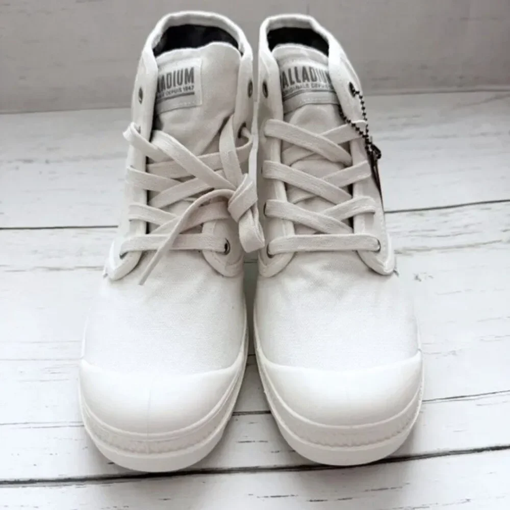 Palladium White Chunky Lug Sole Y2K High Top Vegan Combat Boots Sneakers Shoes - Picture 11 of 16